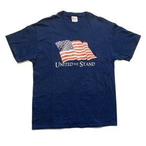 Vintage Hanes Heavyweight T Shirt Mens L 42-44 USA Flag Short‎ Sleeve PreShrunk
